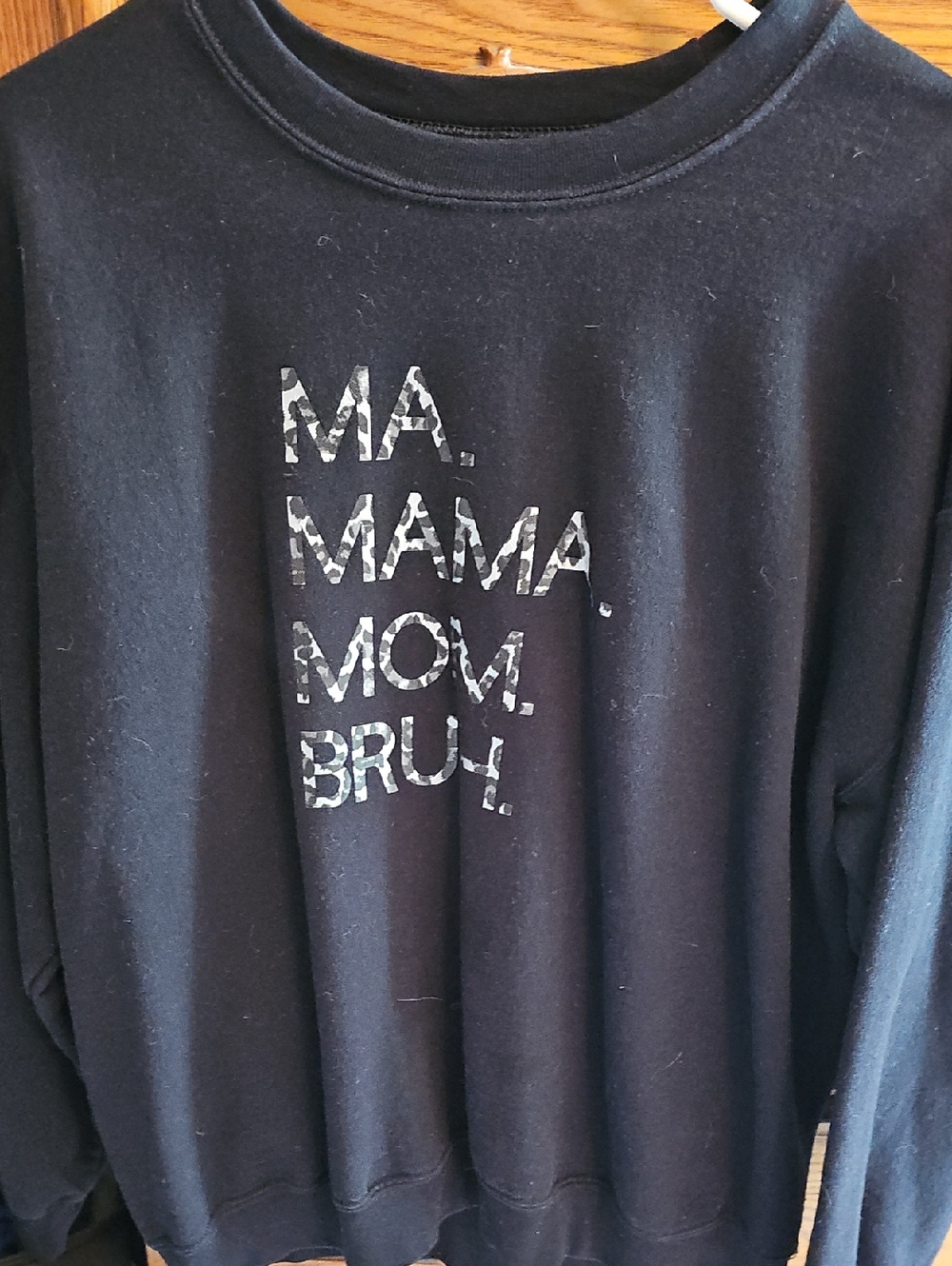 Gildan Black Sweatshirt with White/Gray Text Graphic